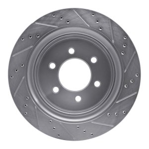 Ford F-150 Brake Rotor (1) - Rear Left - R1 Concepts - Drilled & Slotted - Silver - `12-`20